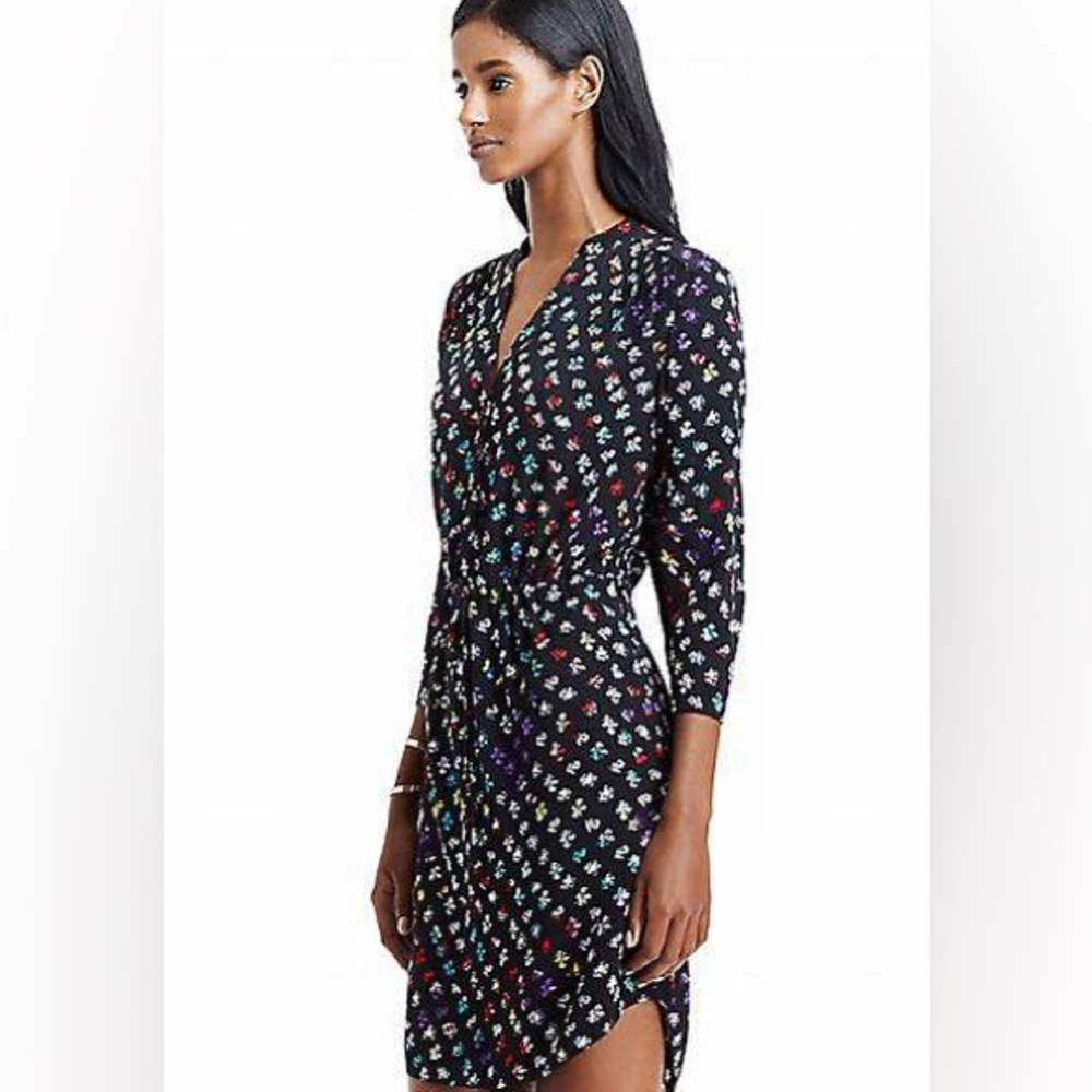 DVF Frey Shirtail Hem Dress in Mini Floral Print